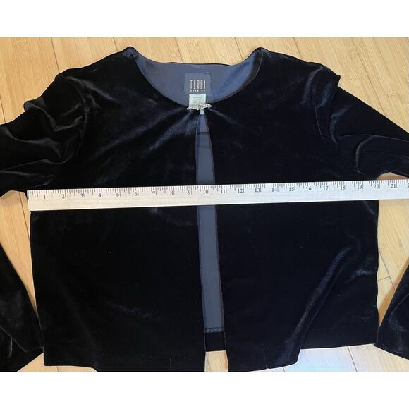 Caterina Black Spaghetti Straps Beaded Prom Gown,Teddi Black Velvet Jacket Sz 10 - Picture 8 of 10